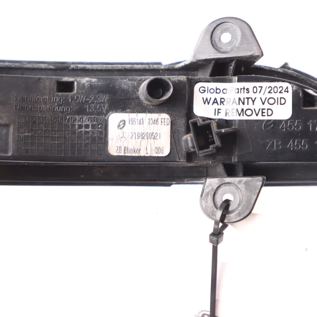 W219 Wing Mirror Turn Indicator Lamp Left N/S Signal to Mercedes W211 with Part number A2198200521 Mercedes W211 W219 Wing Mirror Turn Indicator Lamp Left N/S Signal - SKU A2198200521 - Part number A2198200521