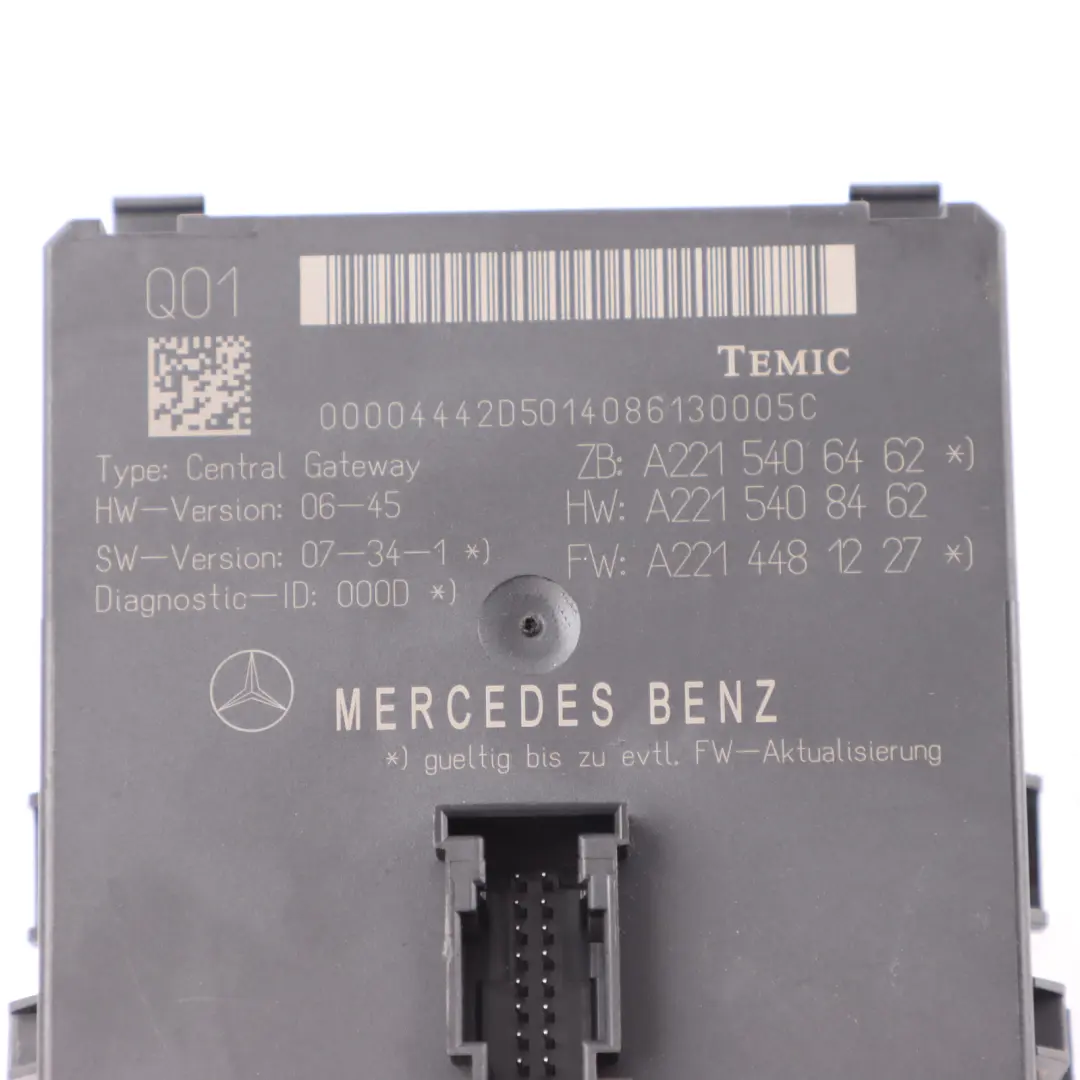 Gateway Module Mercedes C216 W221 Central Control Unit to with Part number A2215406462 Gateway Module Mercedes C216 W221 Central Control Unit - SKU A2215406462 - Part number A2215406462