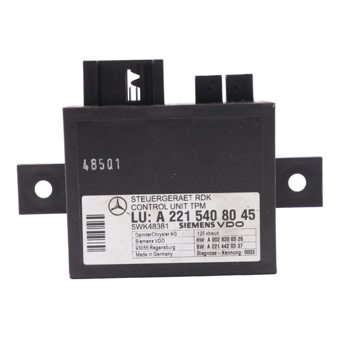 Modulo TPM Mercedes W221 S500 Modulo sistema pressione pneumatici per con numero di parte A2215408045 Modulo TPM Mercedes W221 S500 Modulo sistema pressione pneumatici - SKU A2215408045 - Numero di parte A2215408045