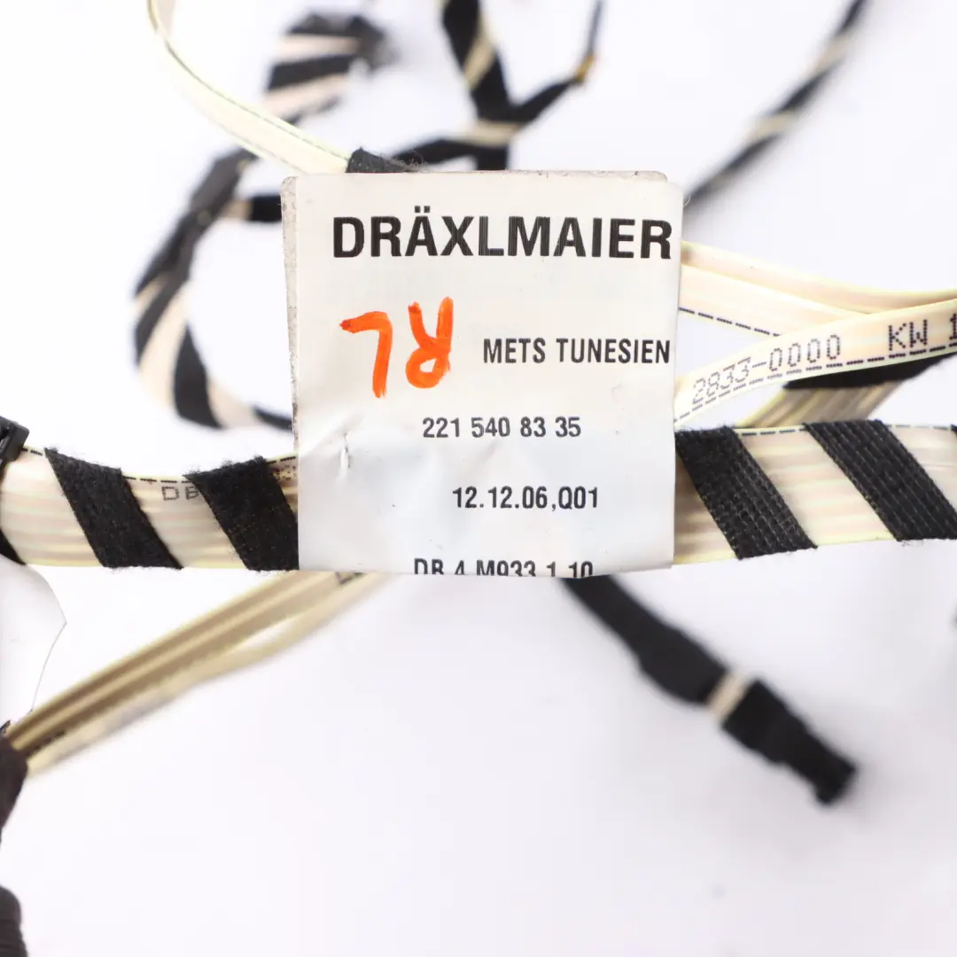 Door Harness Left Right N/O/S Rear Door Wiring Loom to Mercedes W221 with Part number A2215408335 Mercedes W221 Door Harness Left Right N/O/S Rear Door Wiring Loom - SKU A2215408335 - Part number A2215408335