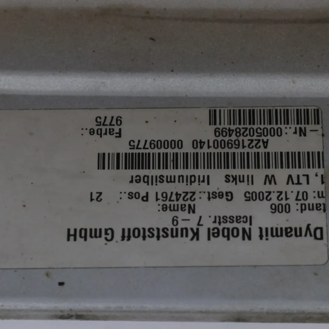Mercedes W221 Door Sill Side Cover Skirt Left N/S Cover Panel Iridium Silver 775 - SKU A2216900340-IRS - Part number A2216900340