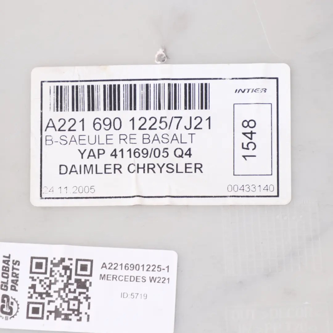 B-Säule Trim Panel Abdeckung unten rechts für Mercedes W221 mit Teilenummer A2216901225 Mercedes W221 B-Säule Trim Panel Abdeckung unten rechts - SKU A2216901225-1 - Teilenummer A2216901225