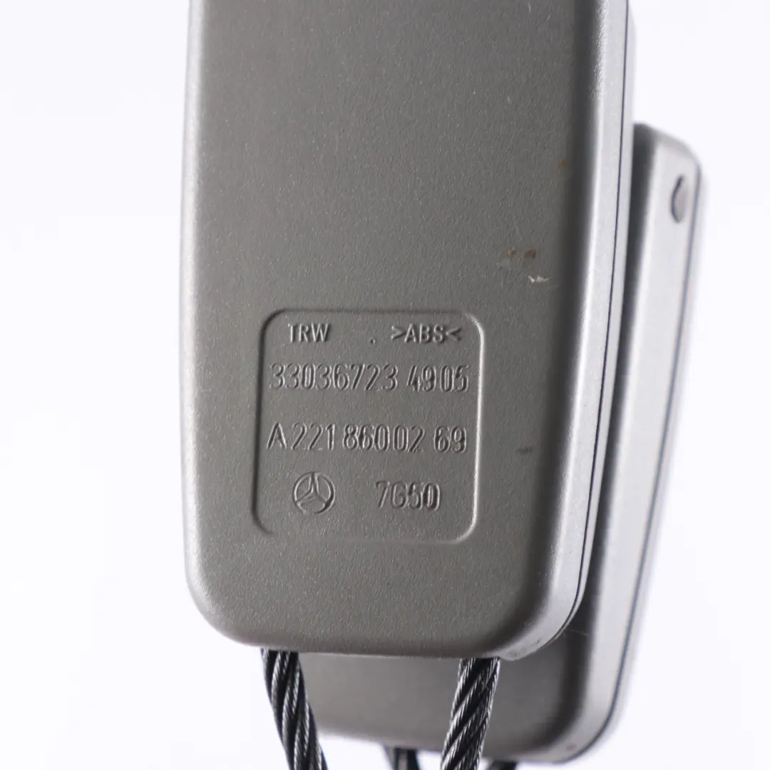 Mercedes W221 Seat Belt Buckle Rear Middle Centre Right O/S Grey - SKU A2218600269-2 - Part number A2218600269
