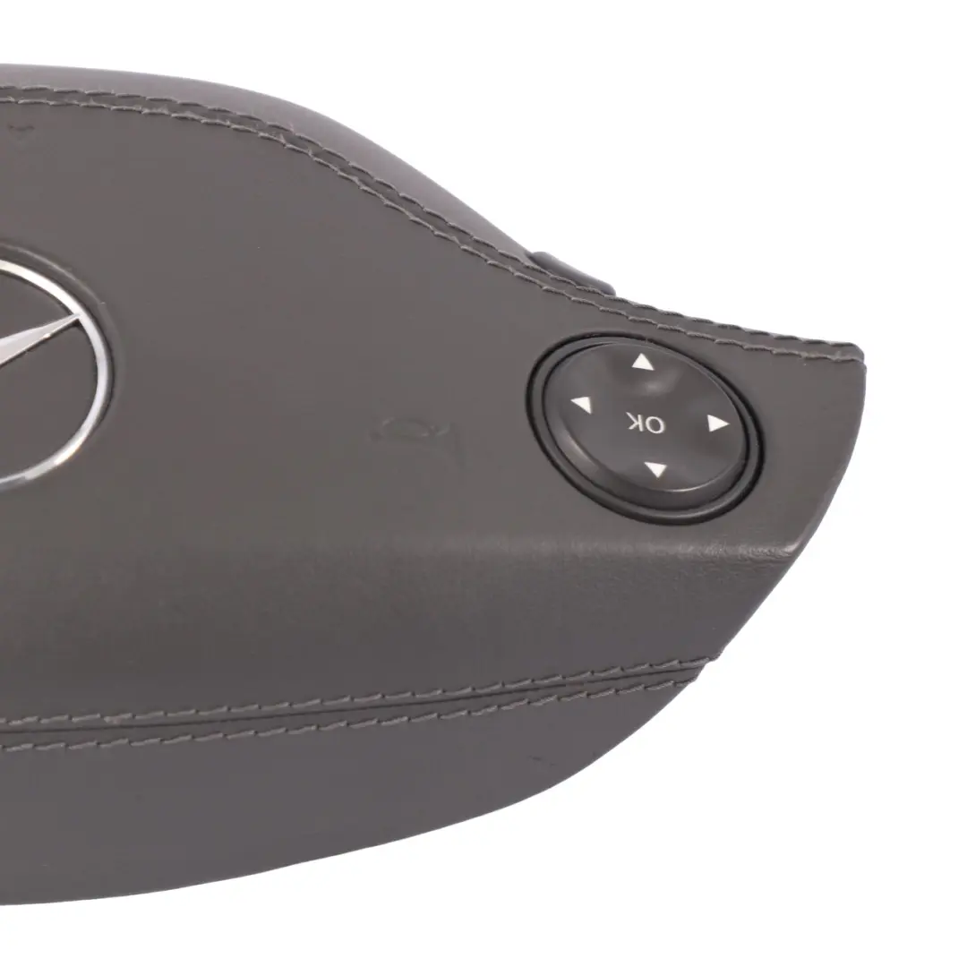 Mercedes W221 S500 Steering Wheel Air Module Buttons Leather Dark Basalt Grey - SKU A2218600502-2 - Part number A2218600502