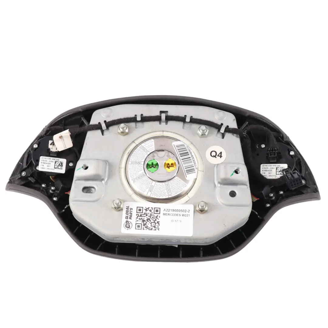 Mercedes W221 S500 Steering Wheel Air Module Buttons Leather Dark Basalt Grey - SKU A2218600502-2 - Part number A2218600502