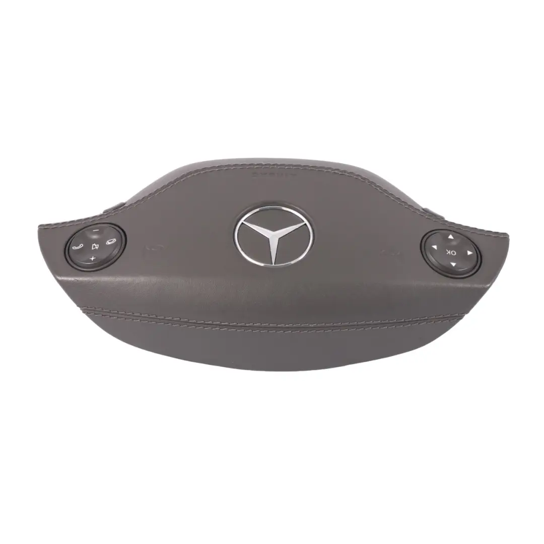 Mercedes W221 S500 Steering Wheel Air Module Buttons Leather Dark Basalt Grey - SKU A2218600502-2 - Part number A2218600502