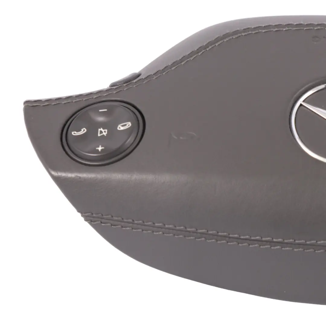 Mercedes W221 S500 Steering Wheel Air Module Buttons Leather Dark Basalt Grey - SKU A2218600502-2 - Part number A2218600502