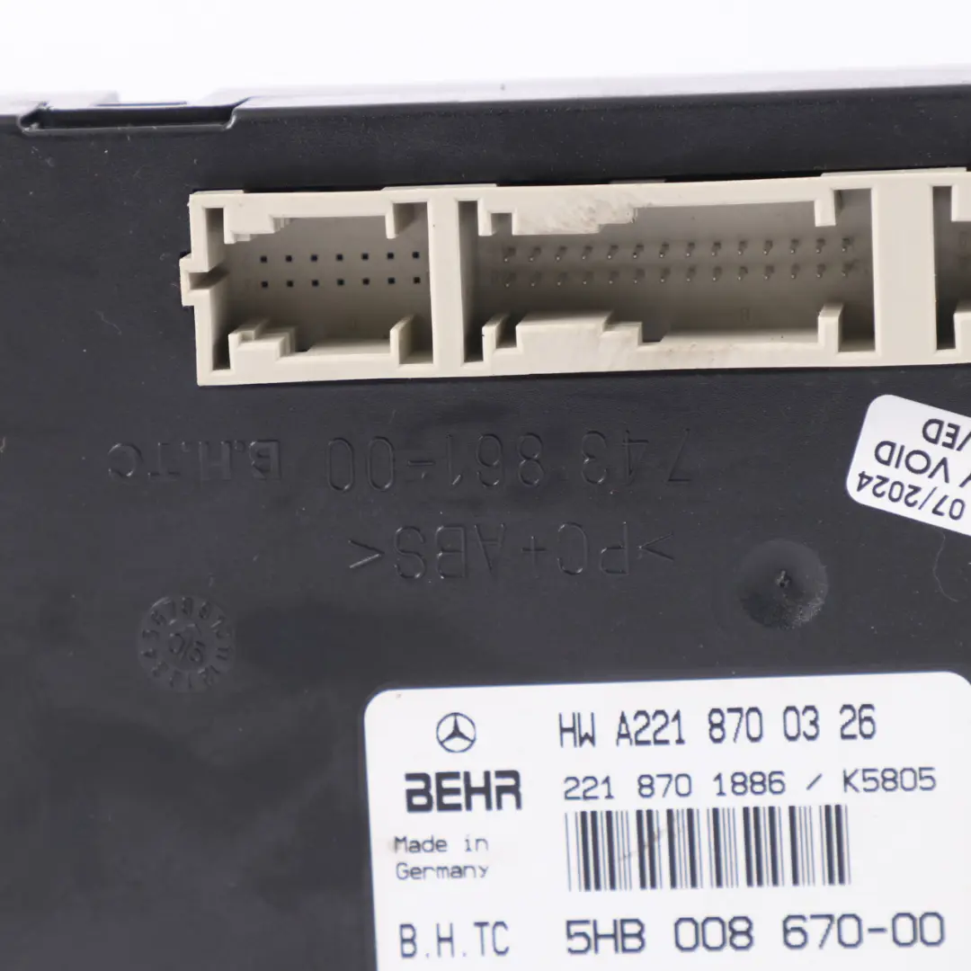 condizionata clima riscaldatore unità controllo modulo per Mercedes W221 con numero di parte A2218700326 Mercedes W221 condizionata clima riscaldatore unità controllo modulo - SKU A2218700326 - Numero di parte A2218700326