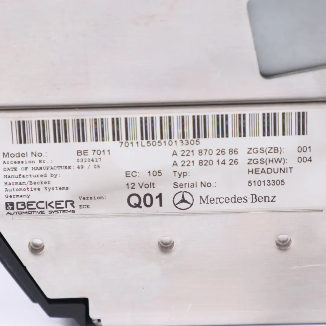 Unité principale Lecteur Media Navigation Changeur DVD pour Mercedes W221 à propos du numéro de pièce A2218702686 Mercedes W221 Unité principale Lecteur Media Navigation Changeur DVD - SKU A2218702686 - Numéro de pièce A2218702686