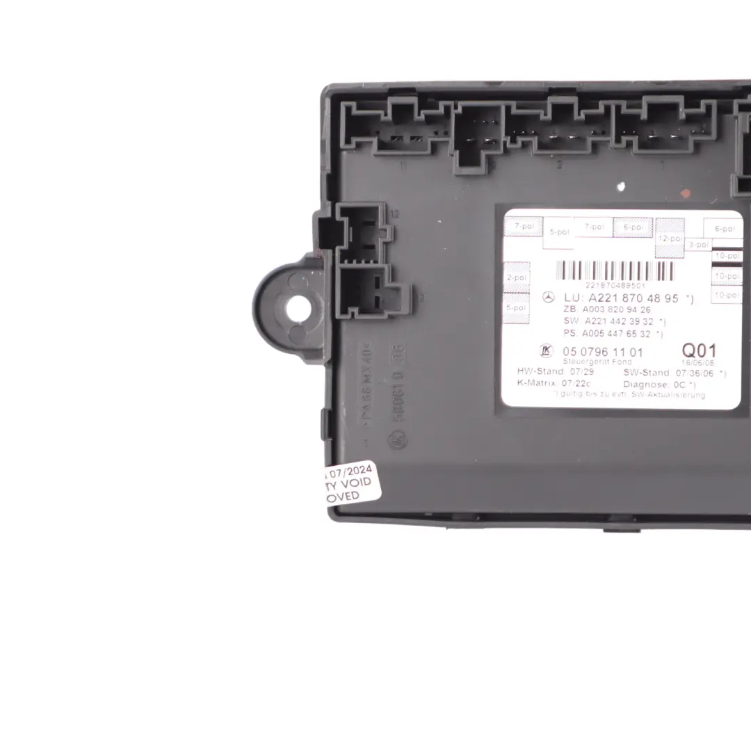 Modulo Porta ECU Controllo Porta Posteriore Sinistra per Mercedes W221 con numero di parte A2218704895 Mercedes W221 Modulo Porta ECU Controllo Porta Posteriore Sinistra - SKU A2218704895 - Numero di parte A2218704895