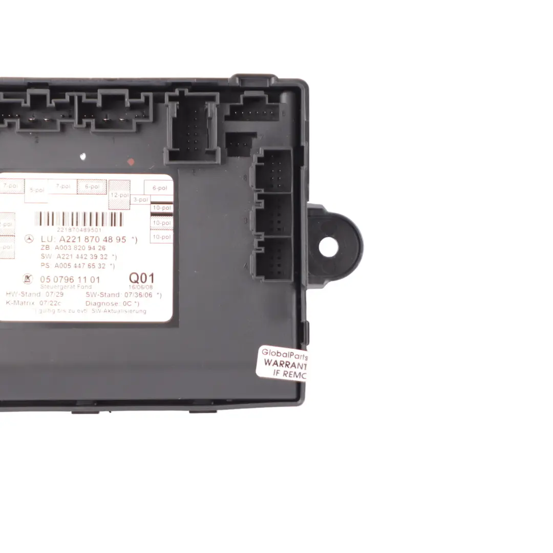 Door Module Rear Door Control ECU Unit Left N/S to Mercedes W221 with Part number A2218704895 Mercedes W221 Door Module Rear Door Control ECU Unit Left N/S - SKU A2218704895 - Part number A2218704895