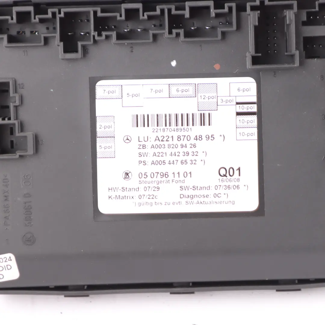 Mercedes W221 Módulo Unidad ECU Control Puerta Trasera Izquierda - SKU A2218704895 - Número de pieza A2218704895