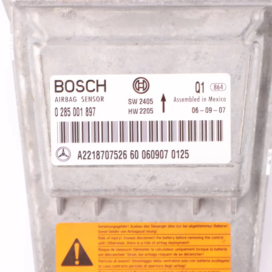 Módulo de Aire Unidad de Control ECU SRS Módulo para Mercedes W221 con número de pieza A2218707526 Mercedes W221 Módulo de Aire Unidad de Control ECU SRS Módulo - SKU A2218707526 - Número de pieza A2218707526