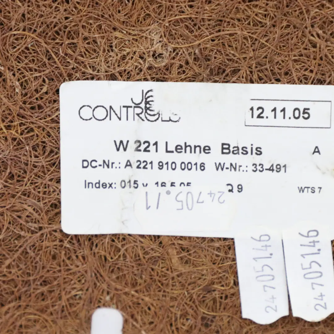 Siège Avant Gauche Recouvrement de Dossier Cuir Gris Basalte pour Mercedes W221 à propos du numéro de pièce A2219103347 Mercedes W221 Siège Avant Gauche Recouvrement de Dossier Cuir Gris Basalte - SKU A2219103347 - Numéro de pièce A2219103347