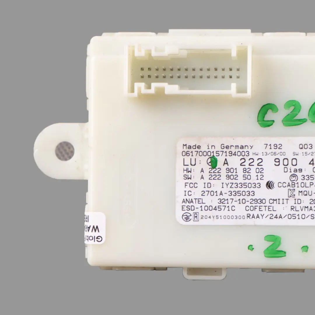 Schlüs Sellose Modul Mercedes W205 W213 C253 Türschloss Steuergerät für mit Teilenummer A2229004213 Schlüs Sellose Modul Mercedes W205 W213 C253 Türschloss Steuergerät - SKU A2229004213 - Teilenummer A2229004213