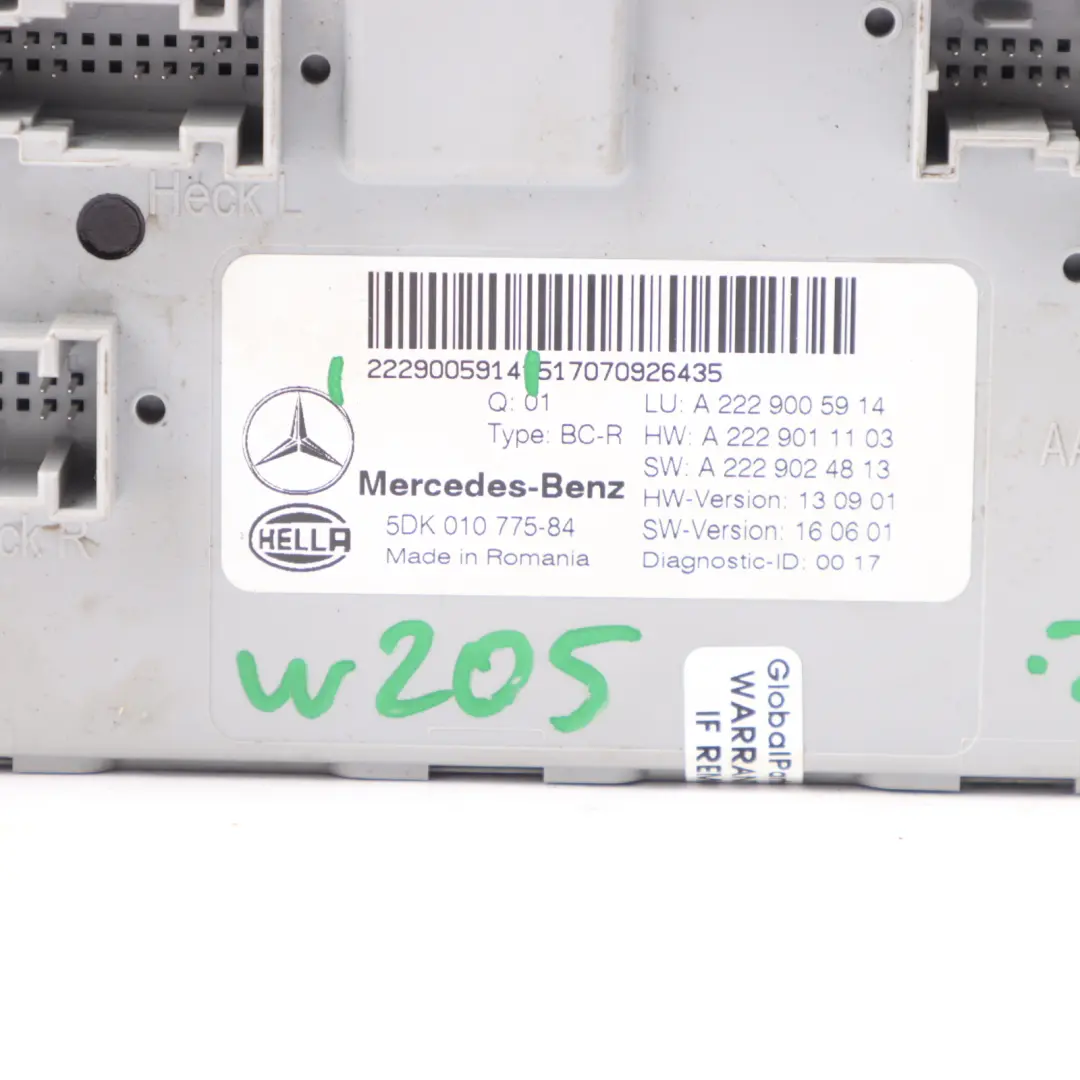 Mercedes W205 Rear SAM Module Control Unit - SKU A2229005914 - Part number A2229005914