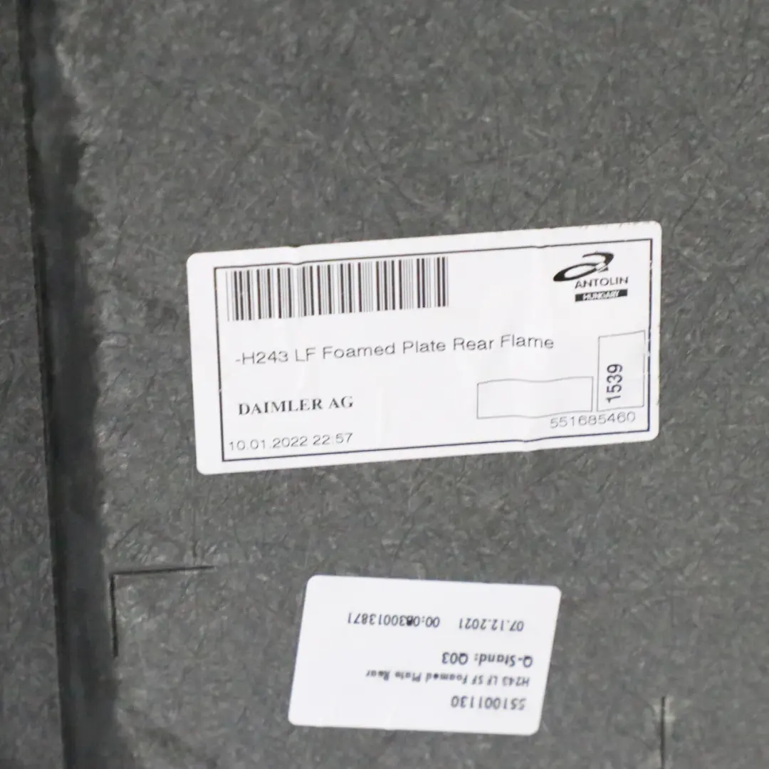 Mercedes H243 Tapis de Coffre Tapis de sol arrière - SKU A2436801500 - Numéro de pièce A2436801500