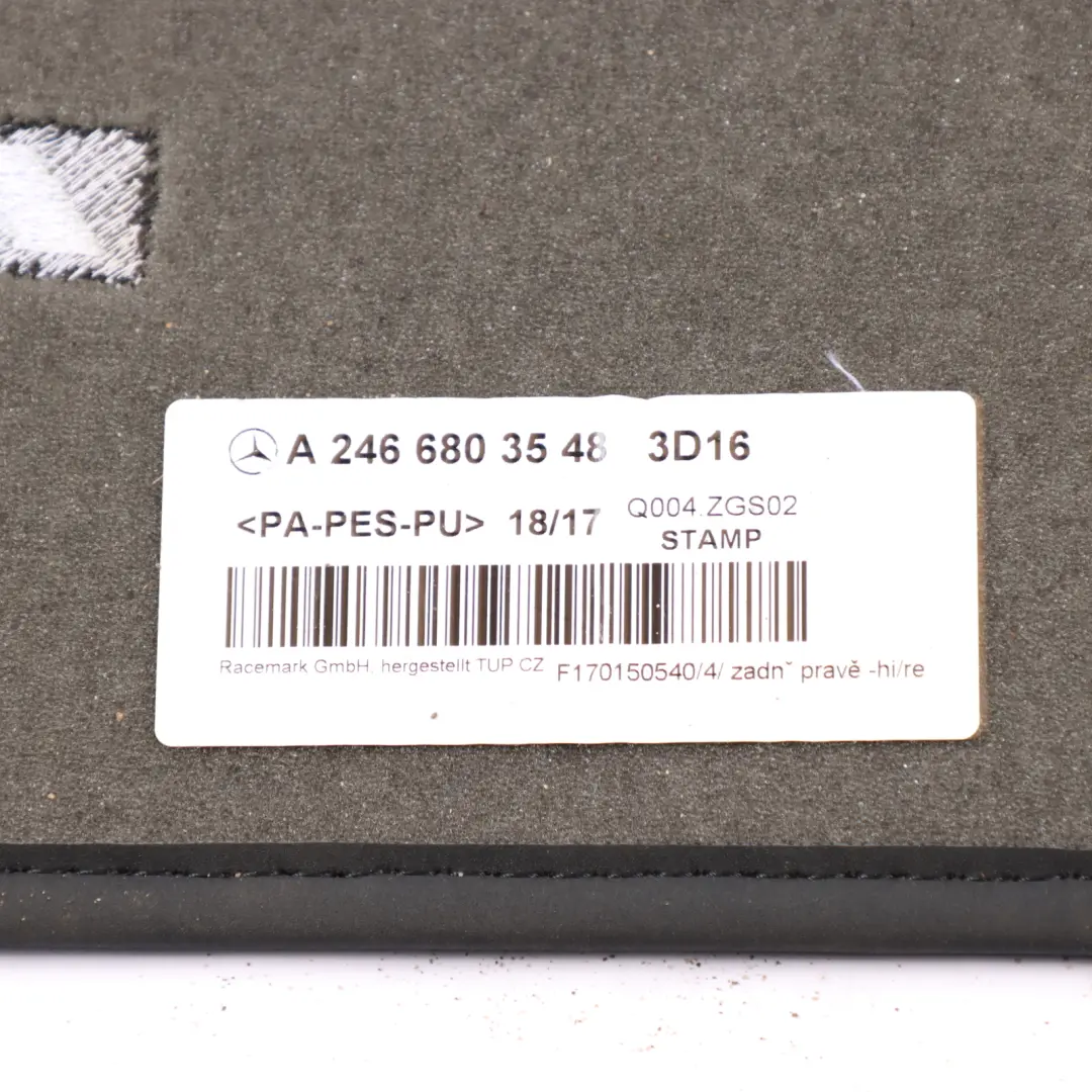 Floor Mats Set Interior Front Rear Floor Cover Black to Mercedes W246 with Part number A2466803348 Mercedes W246 Floor Mats Set Interior Front Rear Floor Cover Black - SKU rhd-A2466803348-1 - Part number A2466803348