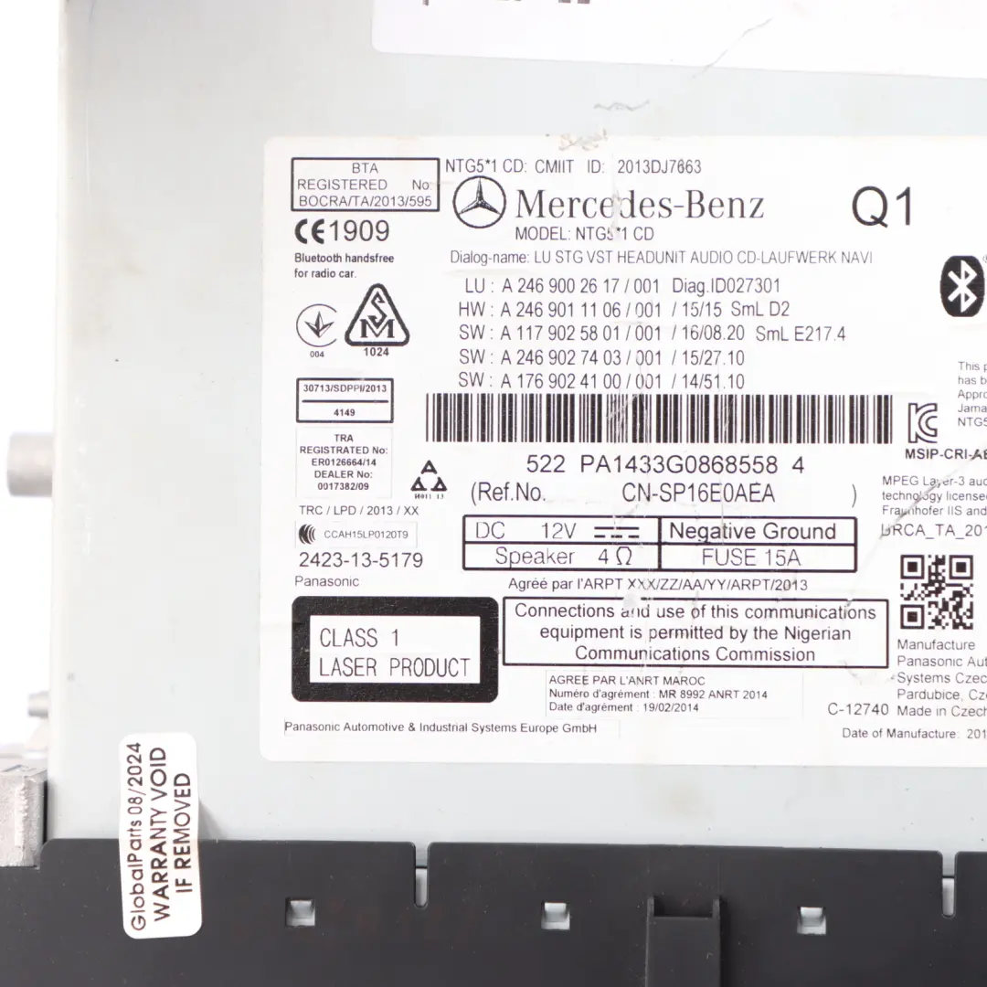 Mercedes W117 W242 W246 Head Unit Audio Player Radio Sat Nav Module - SKU A2469002617 - Part number A2469002617