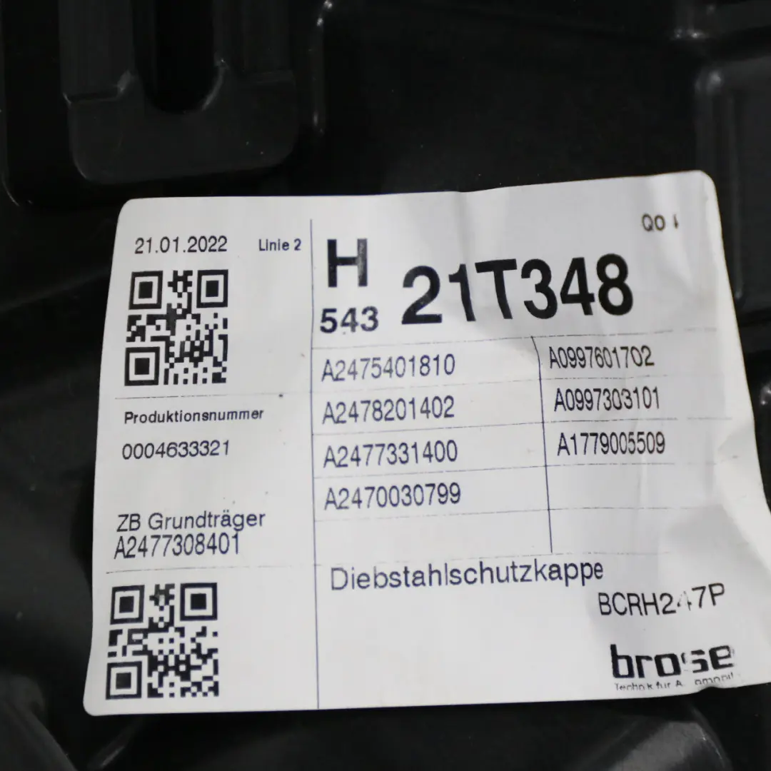  Support de lève-vitre Mercedes EQA H243 W247 Porte Arrière Gauche - SKU A2477300903 - Numéro de pièce A2477300903