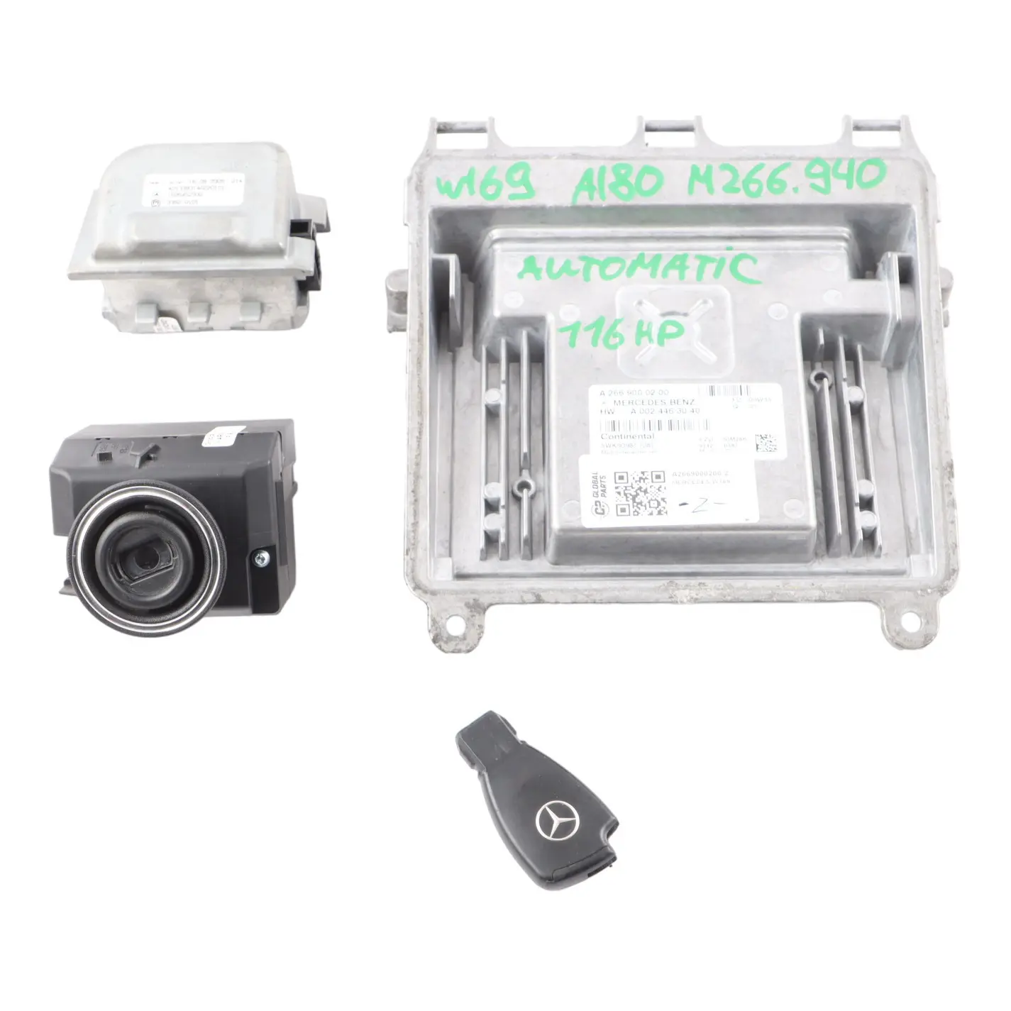 Mercedes W169 A180 266.940 Engine Control ECU Kit A2669000200 Key Lock Automatic