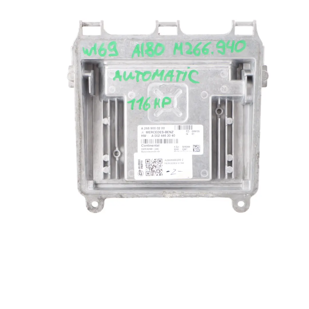 A180 266.940 Kit ECU Motor Cerradura Automática para Mercedes W169 con número de pieza A2669000200 Mercedes W169 A180 266.940 Kit ECU Motor Cerradura Automática - SKU A2669000200-2 - Número de pieza A2669000200