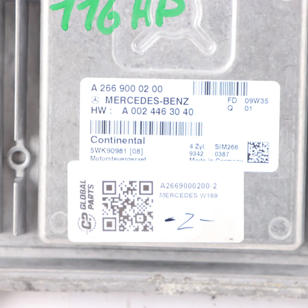 Mercedes W169 A180 266.940 Komputer Sterownik Silnika - SKU A2669000200-2 - Numer Części A2669000200