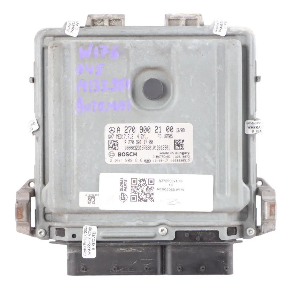 133.980 Motorsteuergerät ECU Automatik für Mercedes C117 W176 45 AMG mit Teilenummer A2709002100 Mercedes C117 W176 45 AMG 133.980 Motorsteuergerät ECU Automatik - SKU A2709002100-10 - Teilenummer A2709002100