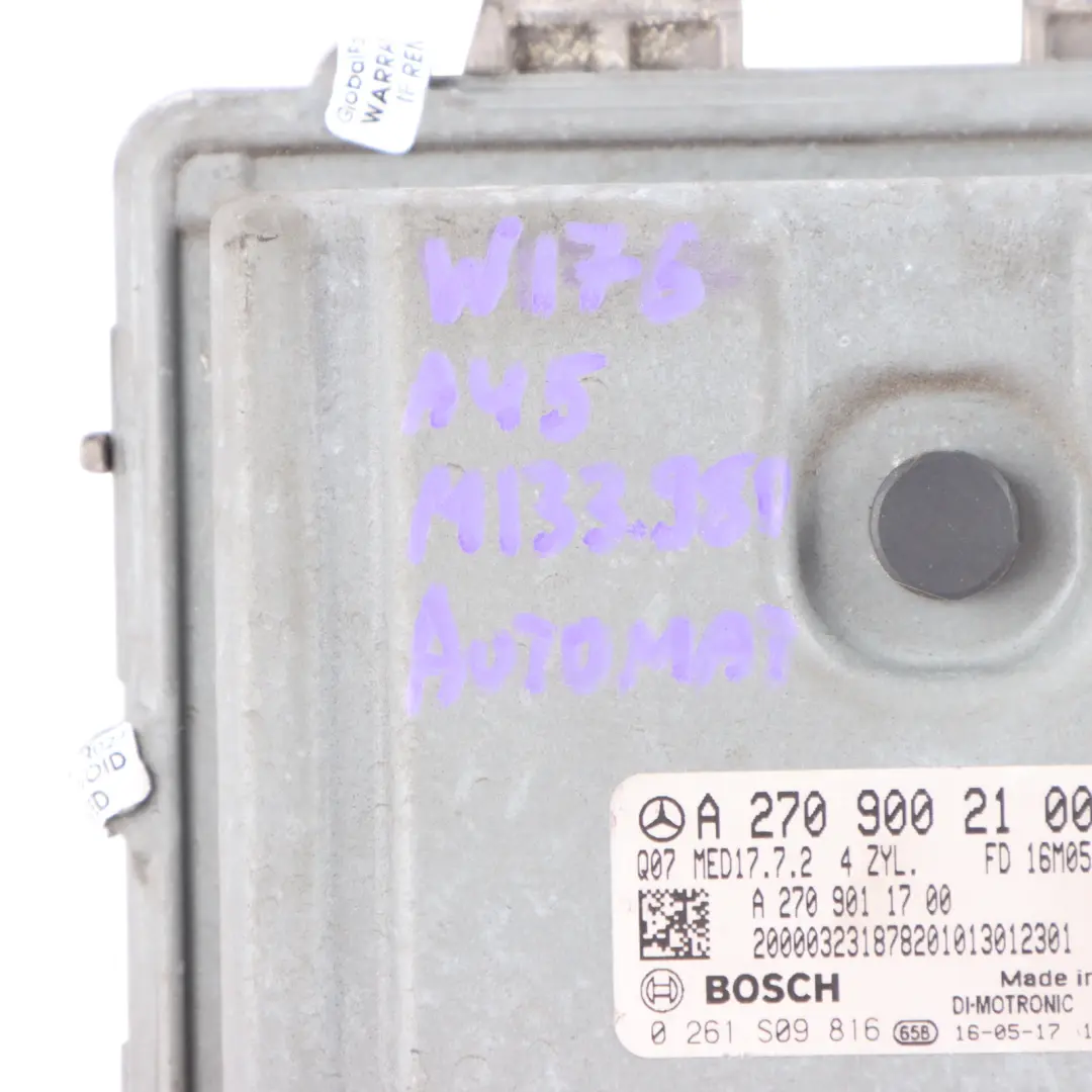 133.980 controllo motore ECU Automatico per Mercedes C117 W176 45 AMG con numero di parte A2709002100 Mercedes C117 W176 45 AMG 133.980 controllo motore ECU Automatico - SKU A2709002100-10 - Numero di parte A2709002100