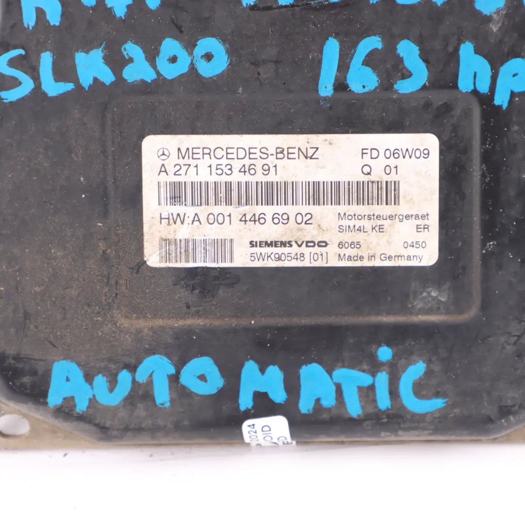 SLK200 M271.944 Engine Control Unit ECU Kit Key Lock to Mercedes R171 with Part number A2710106644 Mercedes R171 SLK200 M271.944 Engine Control Unit ECU Kit Key Lock - SKU A2710106644 - Part number A2710106644