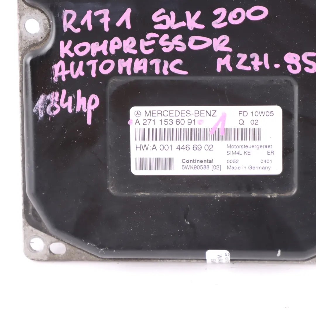 M271.954 Engine Control Unit ECU Kit Key Lock to Mercedes R171 SLK 200 with Part number A2711536091 Mercedes R171 SLK 200 M271.954 Engine Control Unit ECU Kit Key Lock - SKU A2711536091-1 - Part number A2711536091