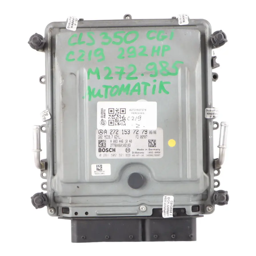 CLS350 CDI M272.985 Engine Unit Module ECU Automatic to Mercedes C219 with Part number A2721537279 Mercedes C219 CLS350 CDI M272.985 Engine Unit Module ECU Automatic - SKU A2721537279 - Part number A2721537279