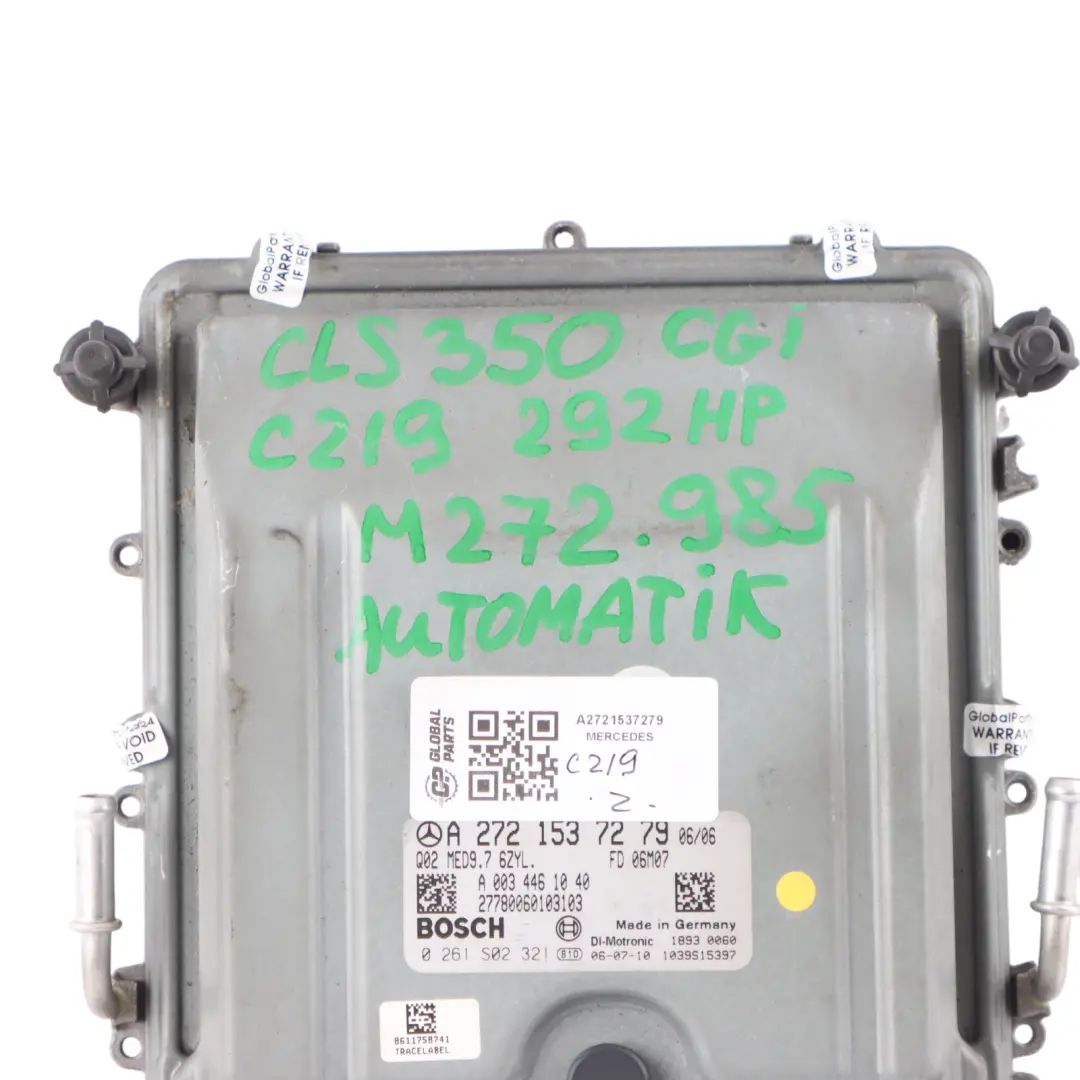 CLS350 CDI M272.985 Engine Unit Module ECU Automatic to Mercedes C219 with Part number A2721537279 Mercedes C219 CLS350 CDI M272.985 Engine Unit Module ECU Automatic - SKU A2721537279 - Part number A2721537279
