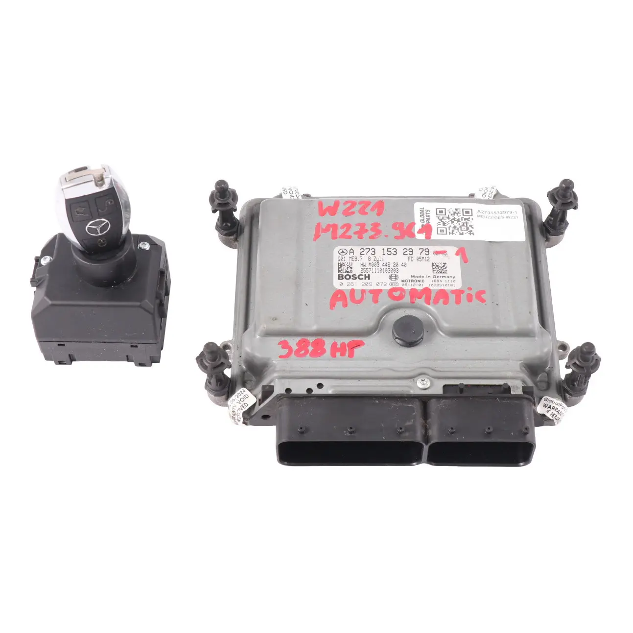 Mercedes W221 S500 M273.961 388HP Unidad Control Motor ECU Kit A2731532979 Llave