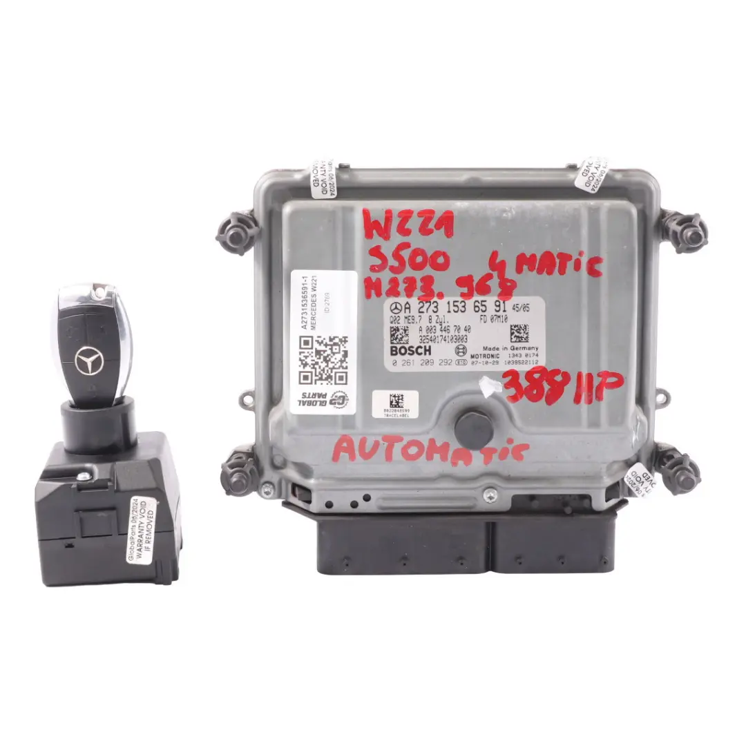 S500 4-Matic M273.968 Unidad Control Motor ECU Kit para Mercedes W221 con número de pieza A2731536591 Mercedes W221 S500 4-Matic M273.968 Unidad Control Motor ECU Kit - SKU A2731536591-1 - Número de pieza A2731536591