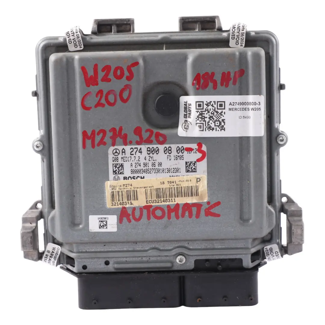 C200 274.920 184HP Komputer Sterownik Silnika do Mercedes W205 o numerze A2749000800 Mercedes W205 C200 274.920 184HP Komputer Sterownik Silnika - SKU A2749000800-3 - Numer Części A2749000800