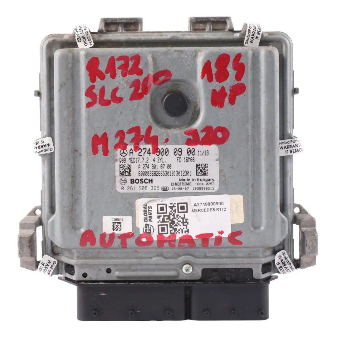SLK500 M274 Modulo Unità di Controllo Motore ECU per Mercedes R172 con numero di parte A2749000900 Mercedes R172 SLK500 M274 Modulo Unità di Controllo Motore ECU - SKU A2749000900 - Numero di parte A2749000900