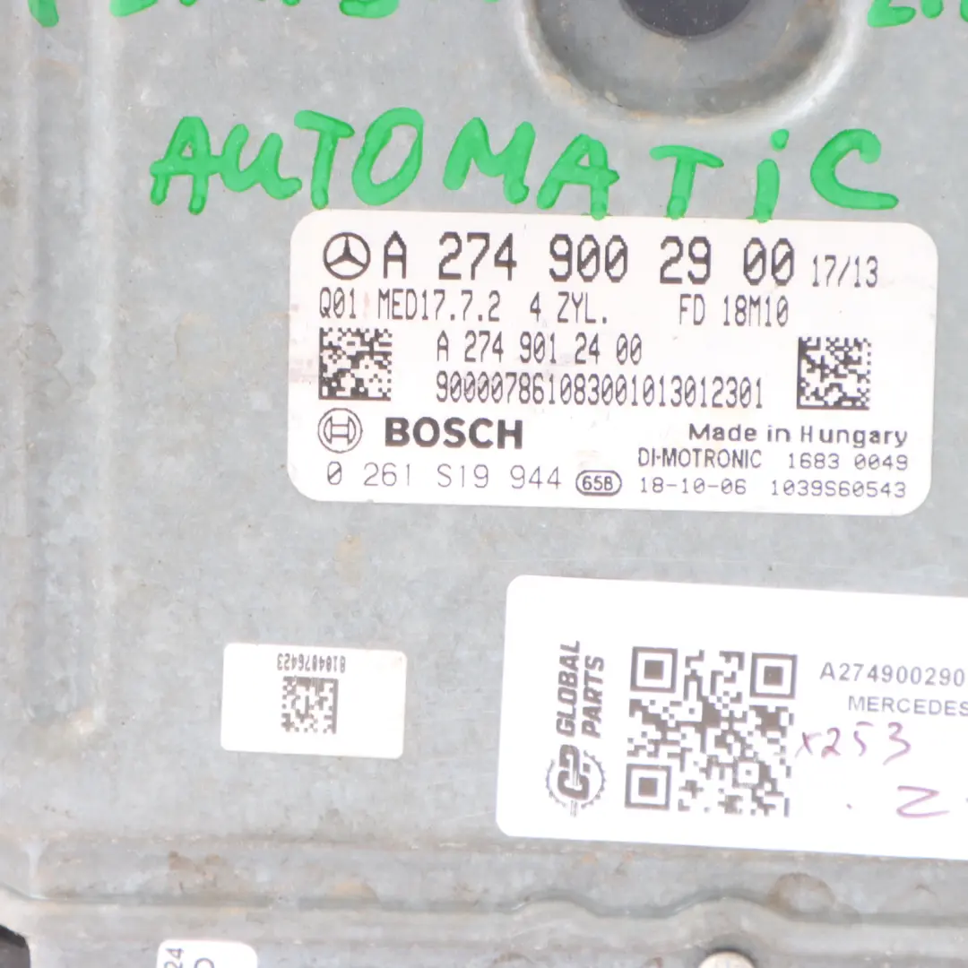 M274.920 4-Matic Engine ECU Unit Module to Mercedes X253 GLC 250 with Part number A2749002900 Mercedes X253 GLC 250 M274.920 4-Matic Engine ECU Unit Module - SKU A2749002900-1 - Part number A2749002900