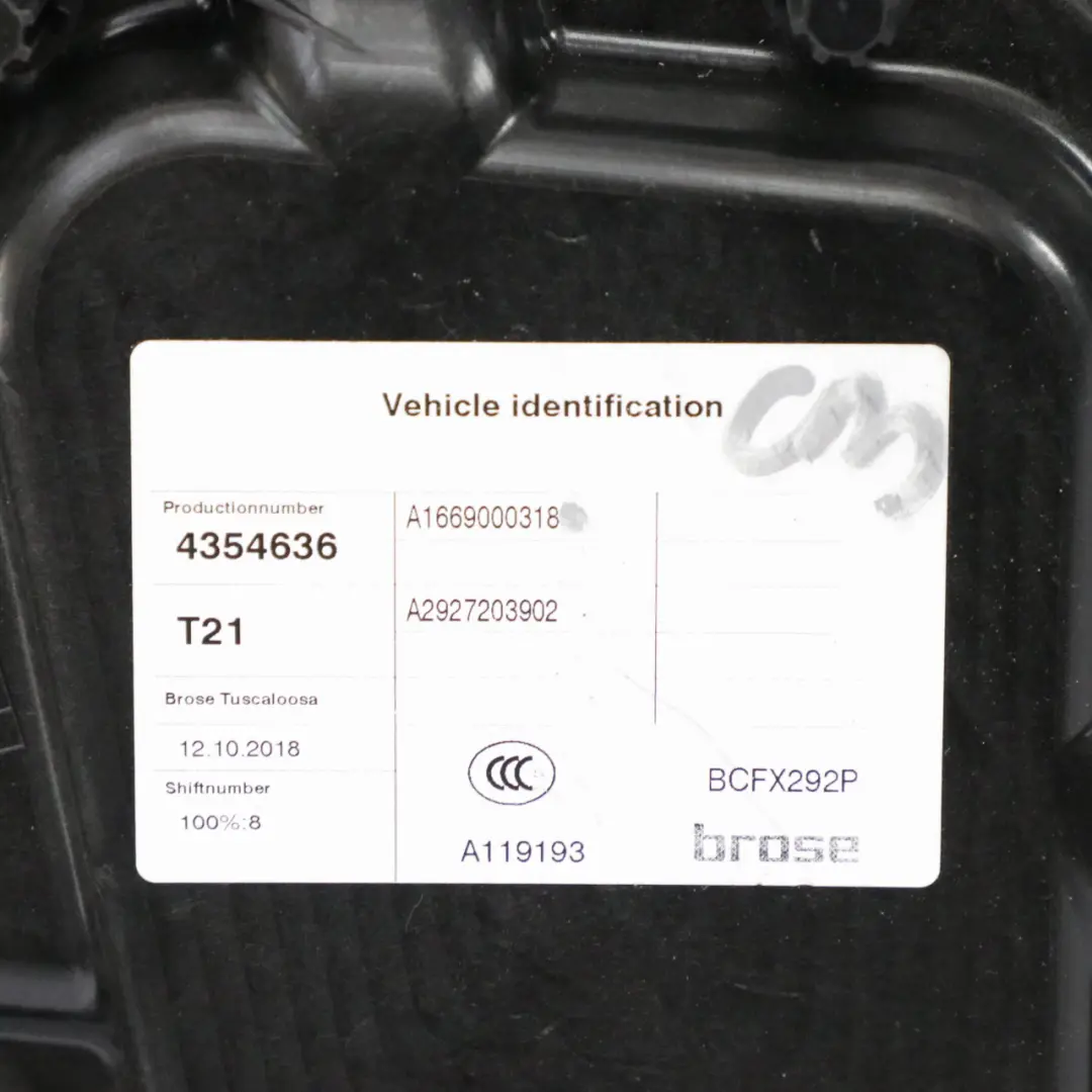 Mercedes GLE C292 Coupe Fensterheber Regler Träger Tür Vorne Links - SKU A2927203902 - Teilenummer A2927203902