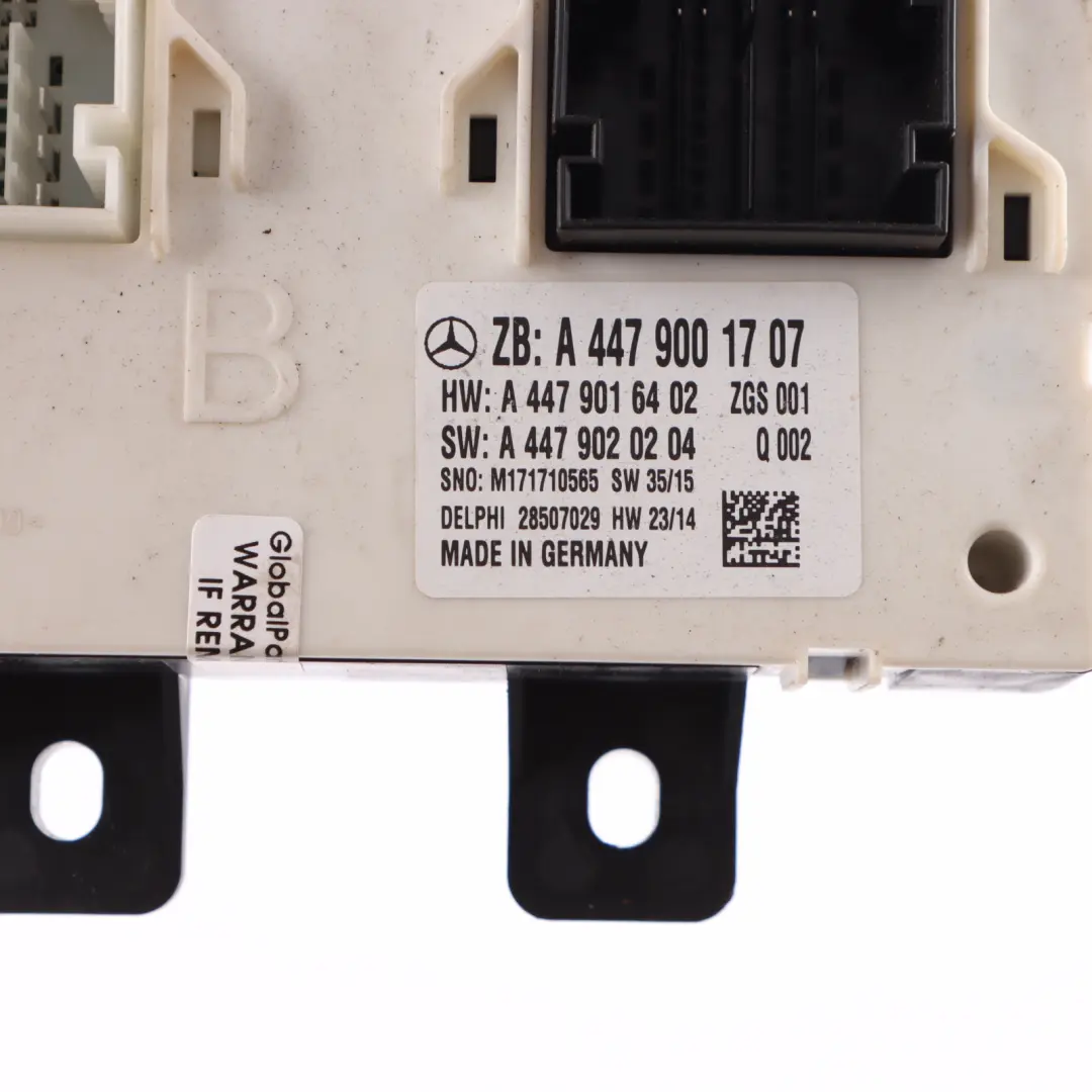 SAM Control Unit Modulo Scatola Fusibili per Mercedes Vito W447 Comfort con numero di parte A4479001707 Mercedes Vito W447 Comfort SAM Control Unit Modulo Scatola Fusibili - SKU A4479001707 - Numero di parte A4479001707