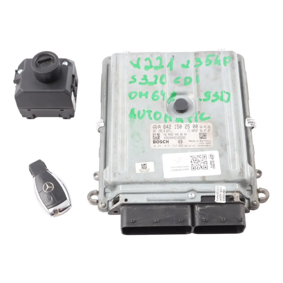 OM642.930 Engine Control Unit ECU Kit Key to Mercedes W221 S320 CDI with Part number A6421502500 Mercedes W221 S320 CDI OM642.930 Engine Control Unit ECU Kit Key - SKU A6421502500-1 - Part number A6421502500