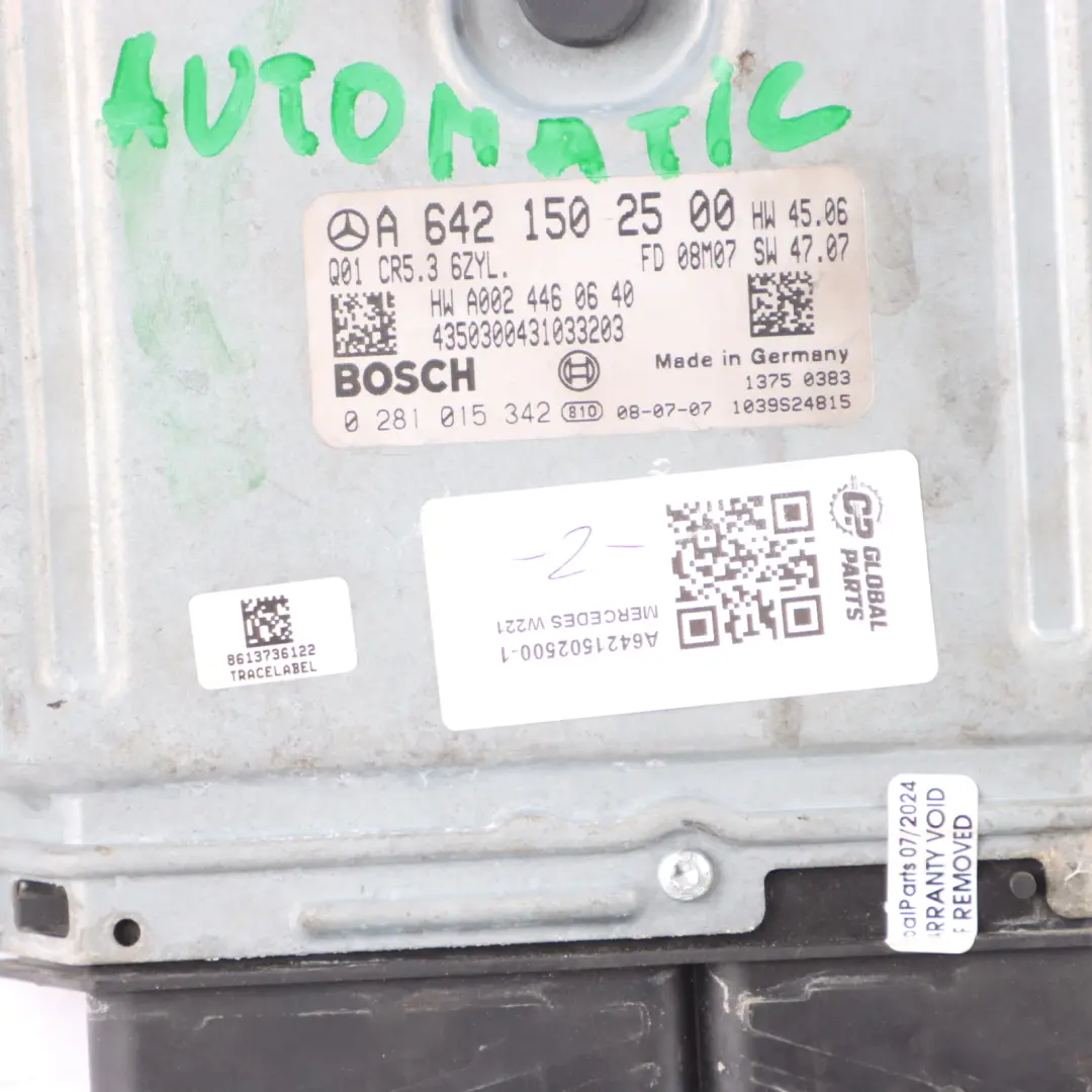 OM642.930 Engine Control Unit ECU Kit Key to Mercedes W221 S320 CDI with Part number A6421502500 Mercedes W221 S320 CDI OM642.930 Engine Control Unit ECU Kit Key - SKU A6421502500-1 - Part number A6421502500