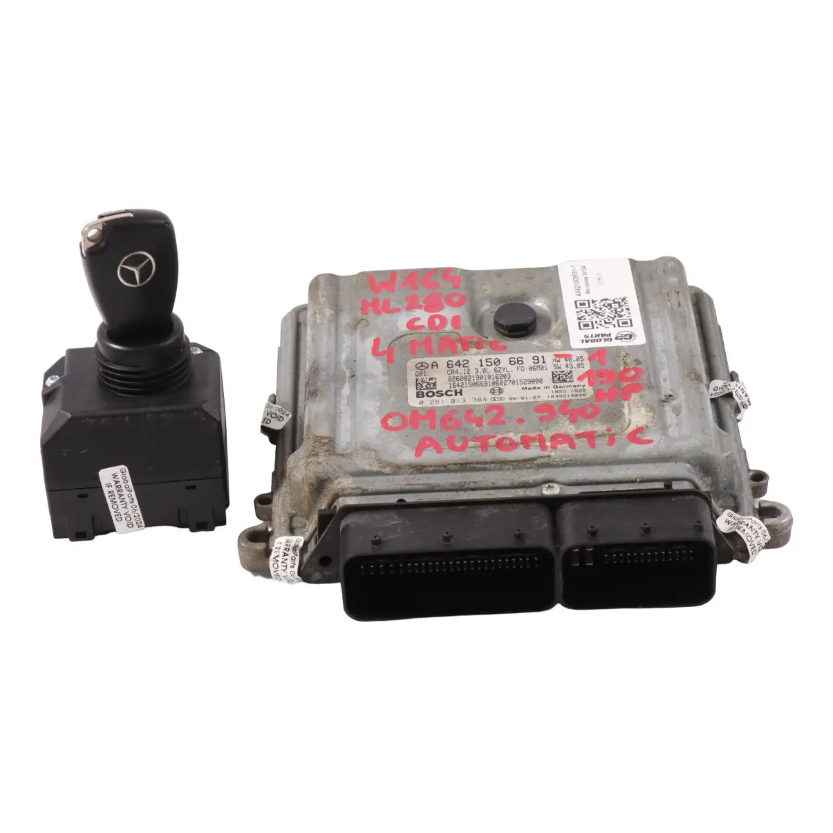 Mercedes W164 ML280 CDI OM642.940 Kit centralina motore A6421506691 Chiave