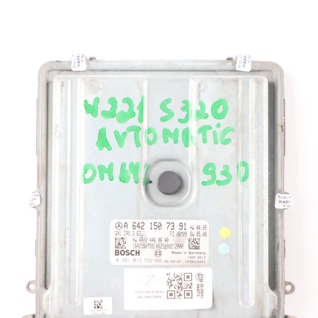 642.930 Sterownik Silnika ECU Automat do Mercedes W221 S320 CDI o numerze A6421507391 Mercedes W221 S320 CDI 642.930 Sterownik Silnika ECU Automat - SKU A6421507391 - Numer Części A6421507391