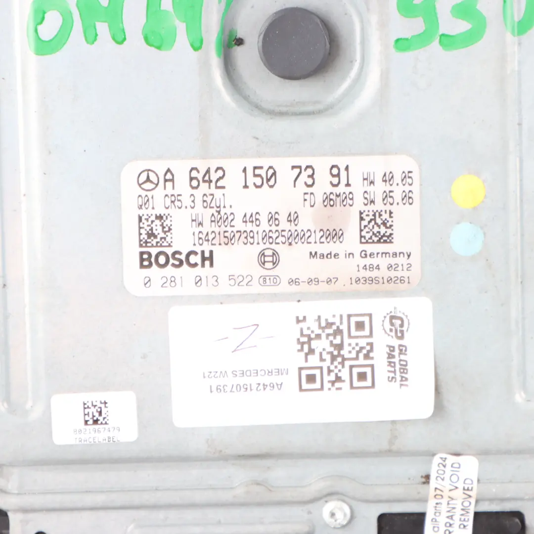 Mercedes W221 S320 CDI 642.930 235HP Engine Control ECU Automatic - SKU A6421507391 - Part number A6421507391