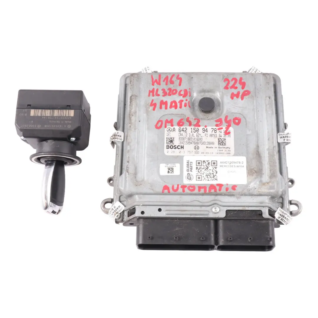 ML320 4-Matic OM642.940 Diesel Engine Unit ECU Kit Key to Mercedes W164 with Part number A6421509478 Mercedes W164 ML320 4-Matic OM642.940 Diesel Engine Unit ECU Kit Key - SKU A6421509478-2 - Part number A6421509478