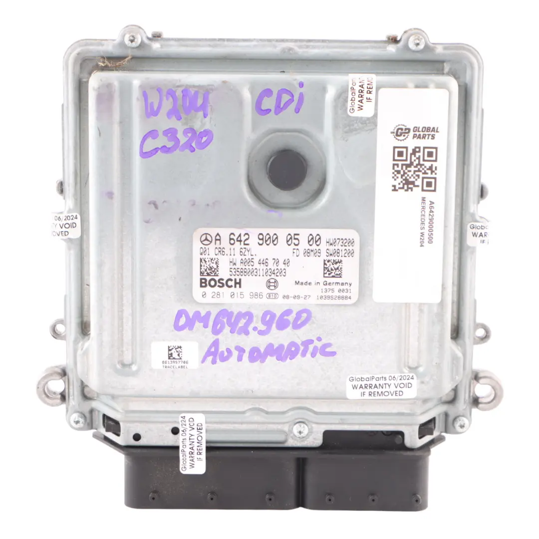 C320 CDI OM652 Komputer Silnika ECU Automatyczna do Mercedes W204 o numerze A6429000500 Mercedes W204 C320 CDI OM652 Komputer Silnika ECU Automatyczna - SKU A6429000500 - Numer Części A6429000500