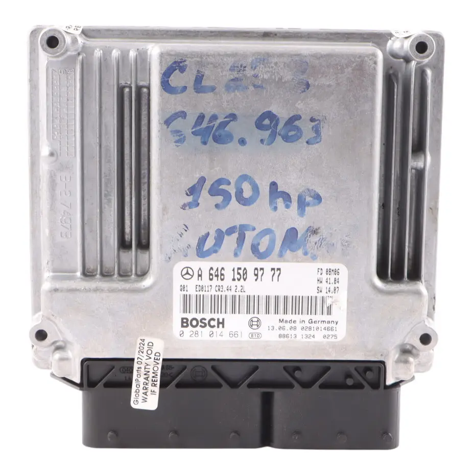 646.963 150HP Engine ECU Unit Automatic to Mercedes CL203 220 CDI with Part number A6461509777 Mercedes CL203 220 CDI 646.963 150HP Engine ECU Unit Automatic - SKU A6461509777 - Part number A6461509777