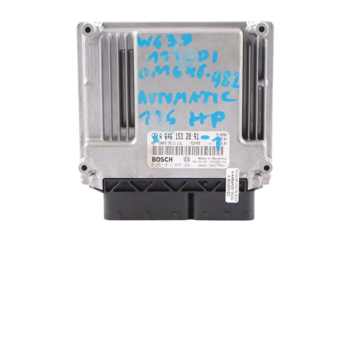 Mercedes W639 111CDI OM646.982 Engine Control Unit ECU Kit Key Lock - SKU A6461532891-1 - Part number A6461532891