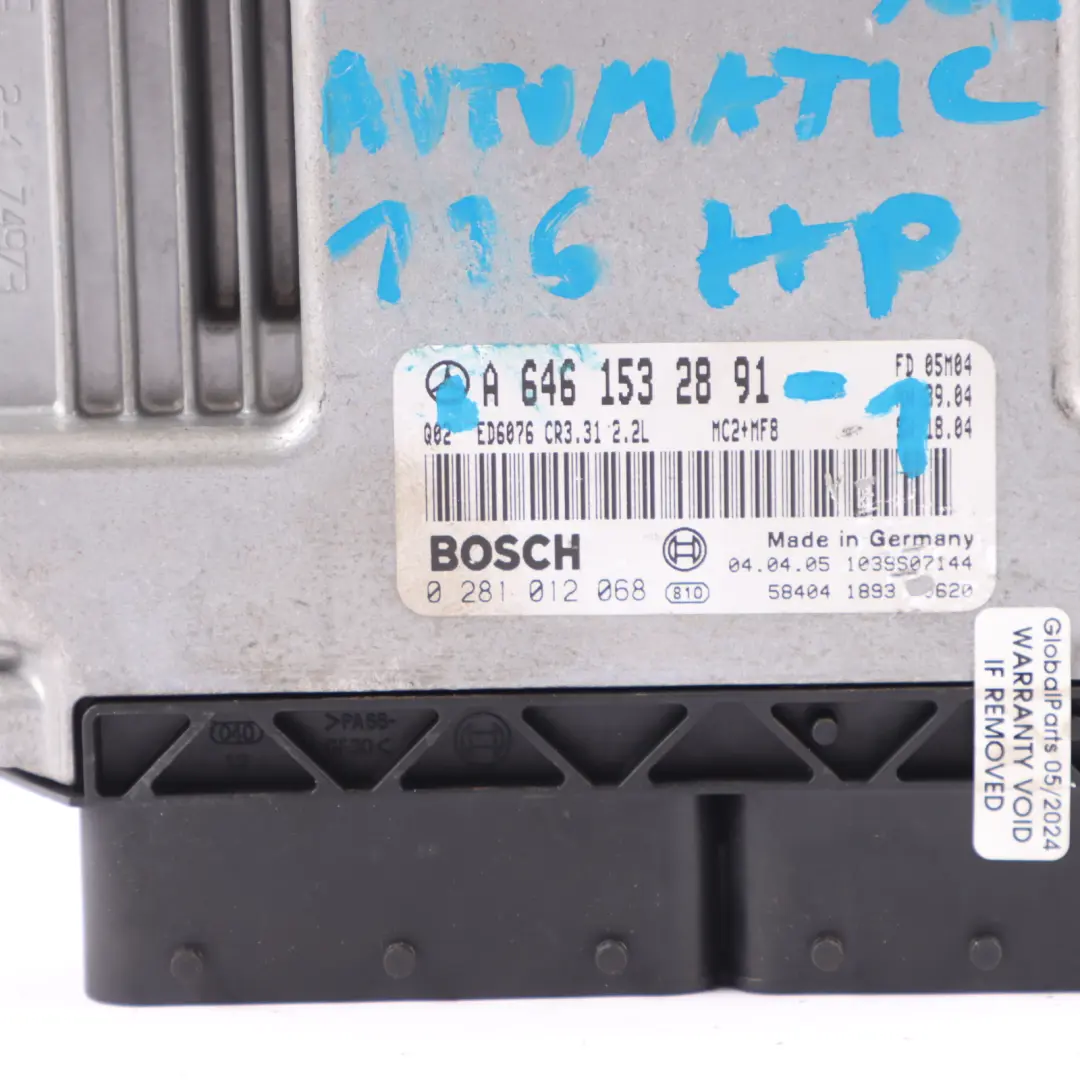 111CDI OM646.982 Engine Control Unit ECU Kit Key Lock to Mercedes W639 with Part number A6461532891 Mercedes W639 111CDI OM646.982 Engine Control Unit ECU Kit Key Lock - SKU A6461532891-1 - Part number A6461532891